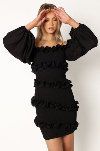 Reba Off Shoulder Mini Dress - Black