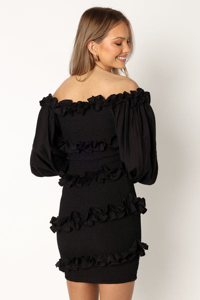 Reba Off Shoulder Mini Dress - Black