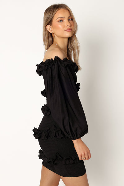 Reba Off Shoulder Mini Dress - Black