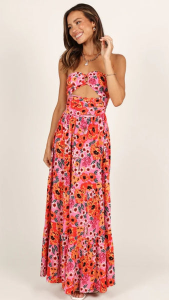 Red Floral Maxi Dress