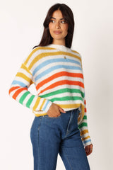 Sasha Multi Stripe Crewneck Knit Sweater - Multi