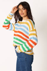 Sasha Multi Stripe Crewneck Knit Sweater - Multi