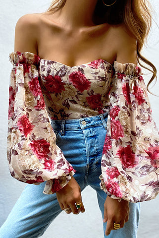 Florence Bodysuit - Red Floral