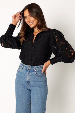 Tadeo Lace Shirt - Black