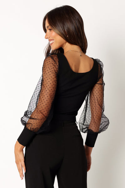 Wesson Sheer Sleeve Top - Black