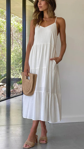 White Slip Midi Dress