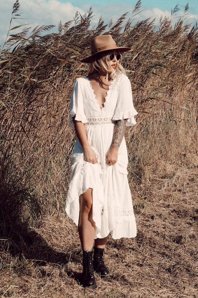 Cowboy Midi Dress White