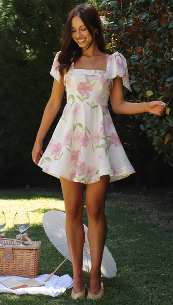 Edin Mini Dress (Pink Floral)