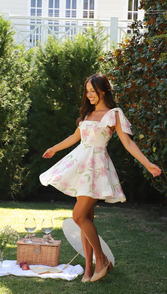 Edin Mini Dress (Pink Floral)