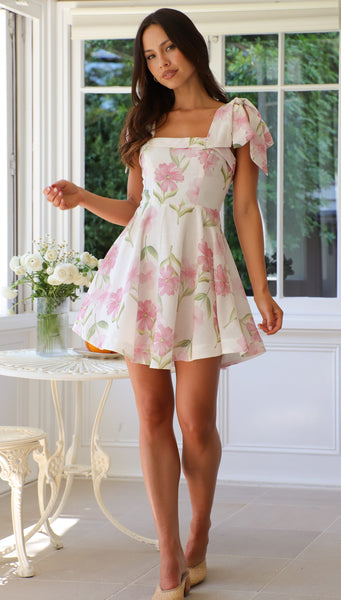 Edin Mini Dress (Pink Floral)