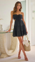 Black Pleated Slip Mini Dress