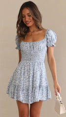 Blue Floral Mini Dress