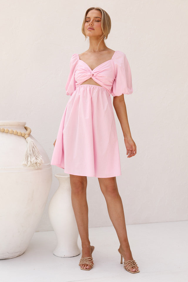 Blush Front Twisted Mini Dress