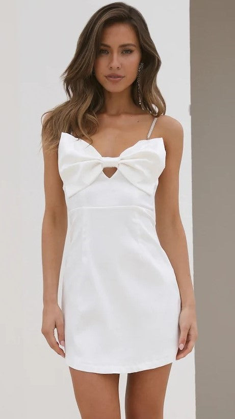 White Bowknot Cami Mini Dress