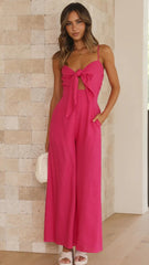 Hot Pink Front Bowtie Jumpsuit