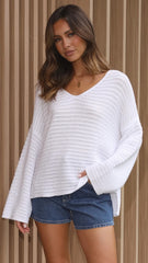 White Ribbed Knit Top