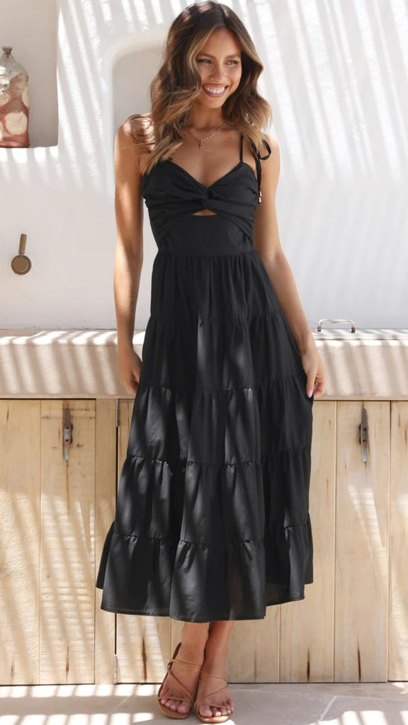 Black Cutout Midi Dress Gabi Swimwear Black Cutout Midi Dress Gabi Swimwear
