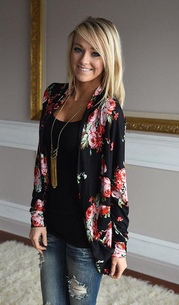 Floral Print Long Sleeve Cardigan