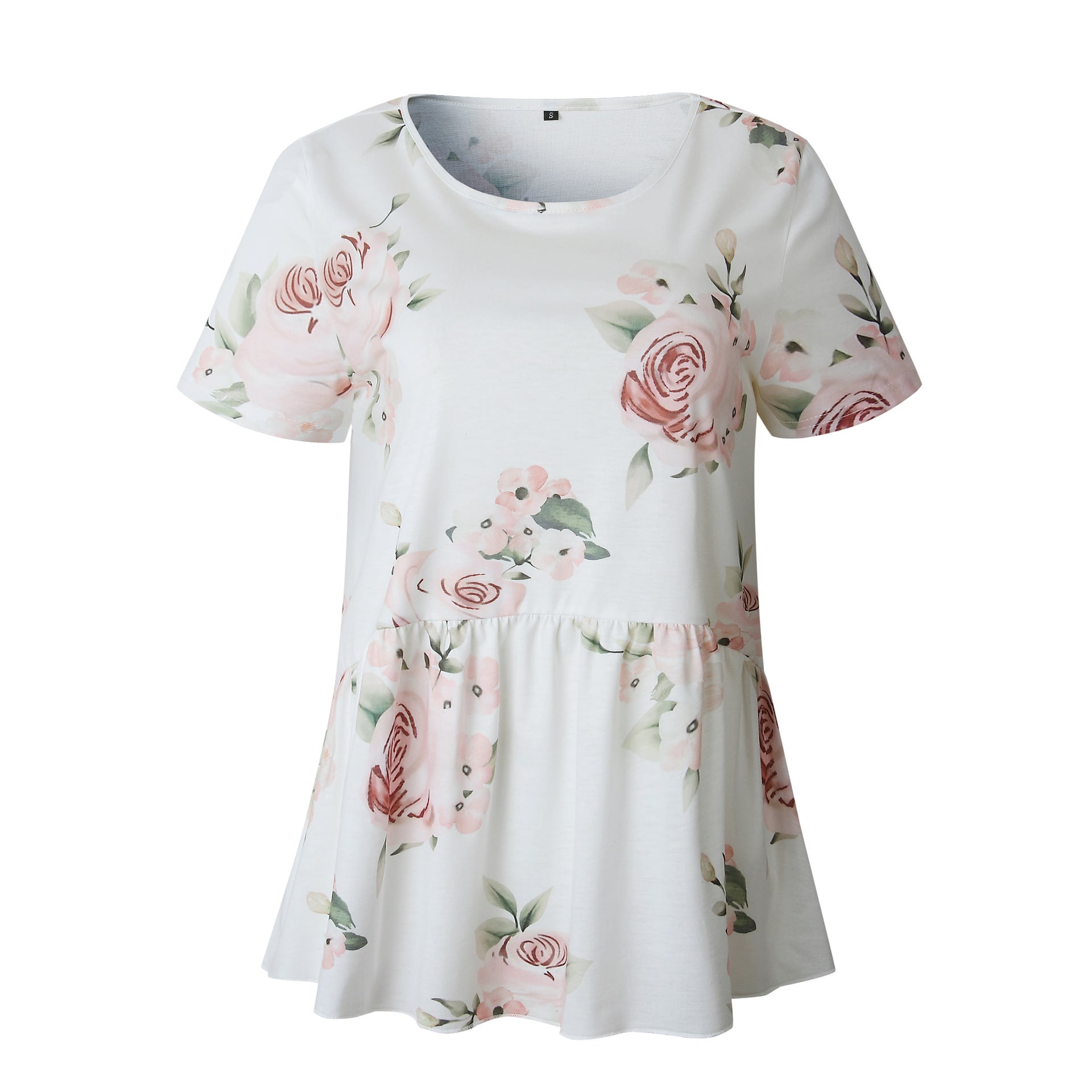 White Floral Short Sleeve Tee
