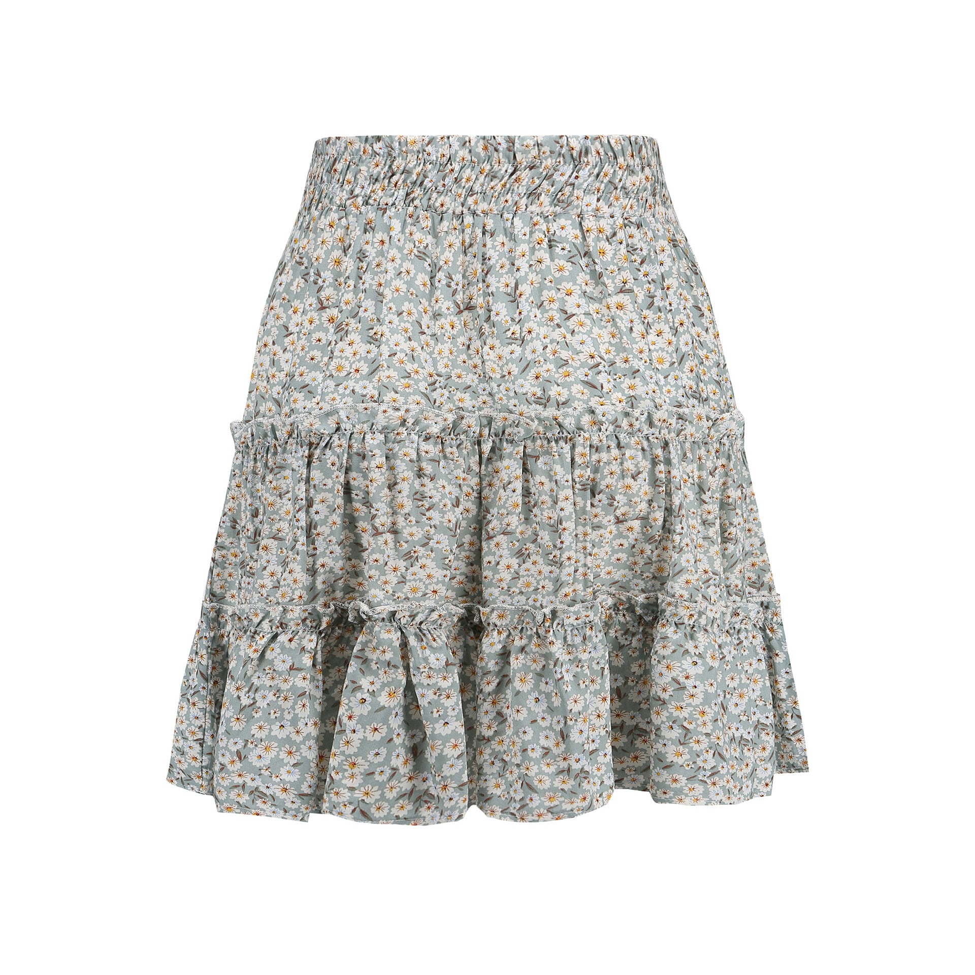 Green Floral Print Withdraw Mini Skirt