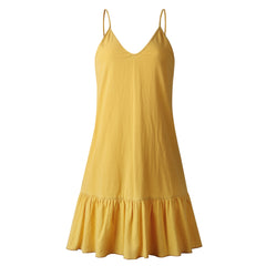 Yellow V Neck Slip Dress