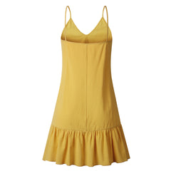 Yellow V Neck Slip Dress