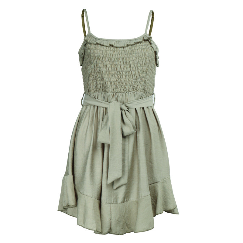 Olive Green Smocked Mini Dress Gabi Swimwear Olive Green Smocked Mini Dress Gabi Swimwear