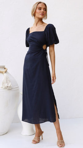 Navy Cutout Midi Dress