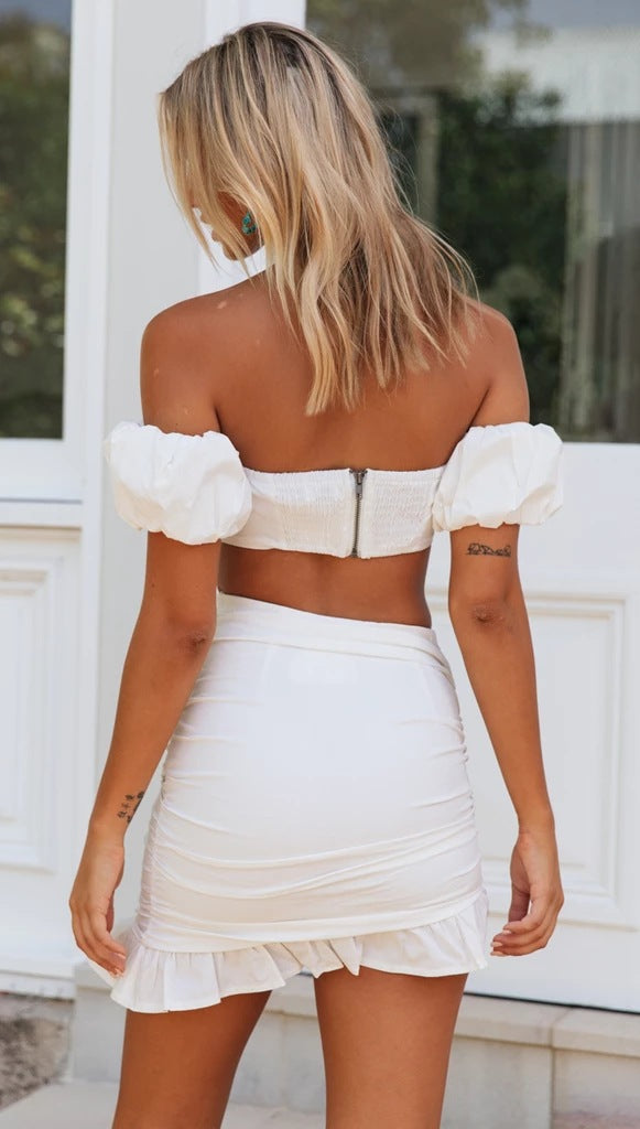 Off Shoulder Top Matching Top For White Skirt Fashionable All