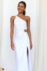 White One Shoulder Cutout Midi Dress