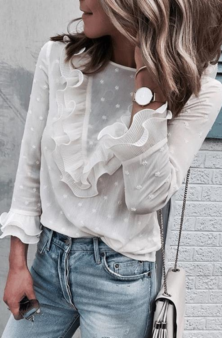 White Ruffled Lace Top