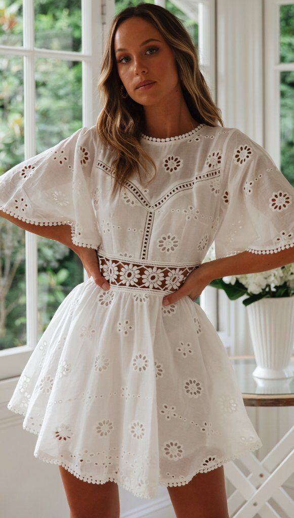 Cute White Mini Dress - Little White Dress - Fit and Flare Dress - Lulus