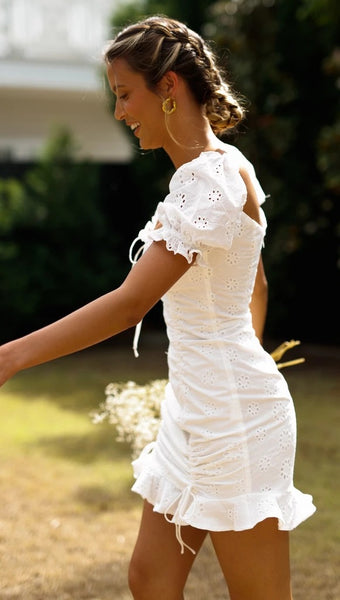 White Crochet Lace Bodycon Dress