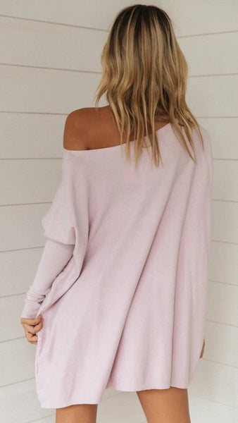 Pink Oversized Batwing Tunic T-Shirt