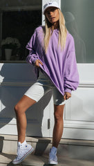Purple Oversized Hoodie Sweatshirt