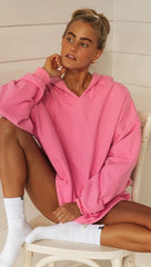 Hot Pink Oversized Hoodie Sweatshirt