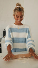 Baby Blue Striped Knit Sweater
