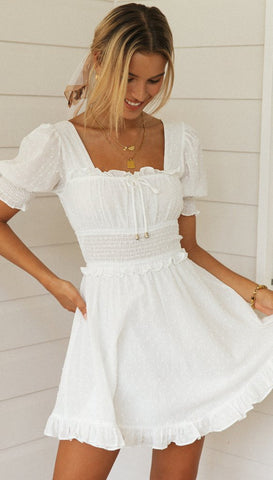 White Smocked Backless Dress