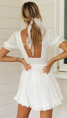 White Smocked Backless Dress