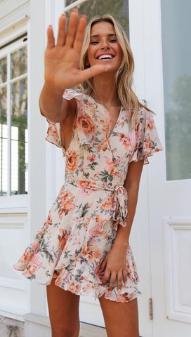 Pink Rose Surplice Wrap Dress