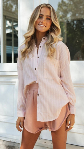 Pink Pinstripe Button Down Shirt