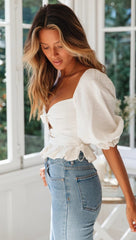 White Double-Bowknot Crop Top