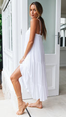 White Pleated Loose Slip Dress