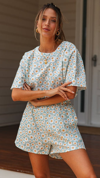 Sunflower Tee and Shorts Matching Sets