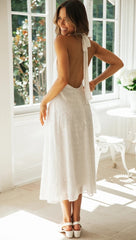 White Lace Halter Backless Dress