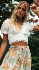 Scalloped Edge White Lace Crop Top