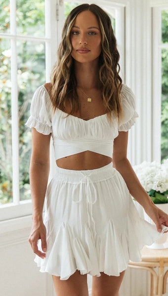 White Bowtie Back Crop Top