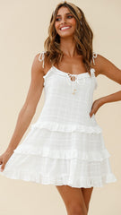White String-Tie Shoulder Dress