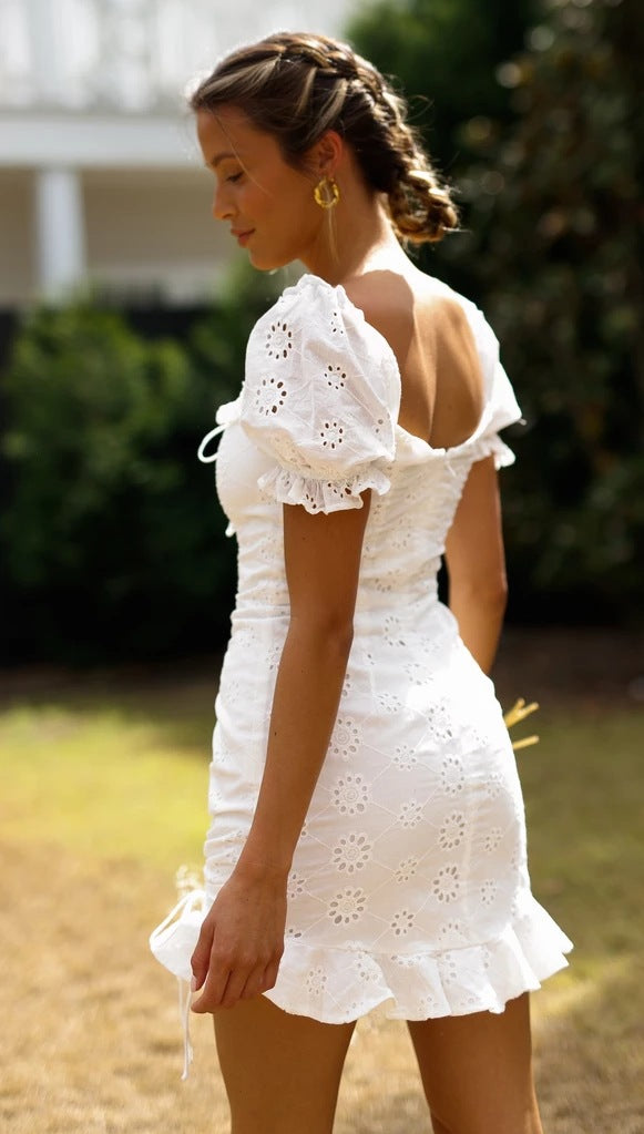 White Crochet Lace Bodycon Dress Gabi Swimwear White Crochet Lace Bodycon Dress Gabi Swimwear