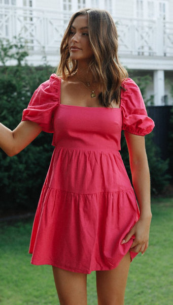 Hot Pink Back-Bowknot Dress